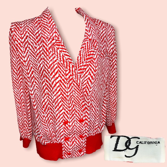 Vintage Tops - Vintage DG California Red and White Blouse